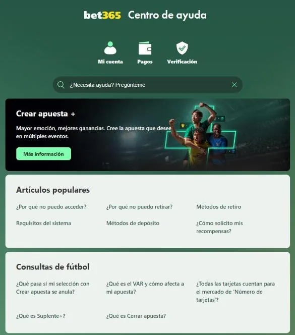 Inicio del centro de ayuda de bet365