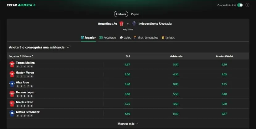 Crear apuesta+ en la Liga Profesional