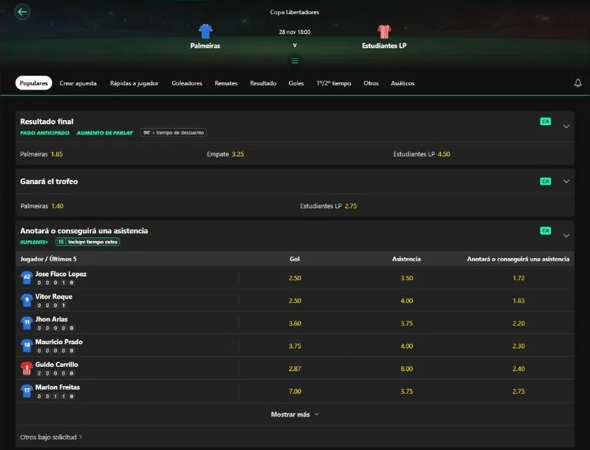 Final de la Copa Libertadores 2026 en bet365: Palmeiras v Estudiantes LP
