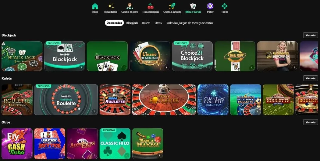 Blackjack sin crupier en bet365 Casino