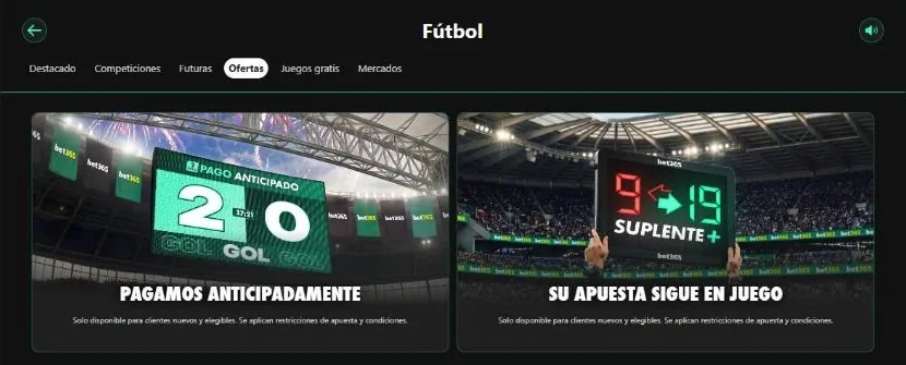 Ofertas de fútbol de bet365: Pago anticipado y Suplente+