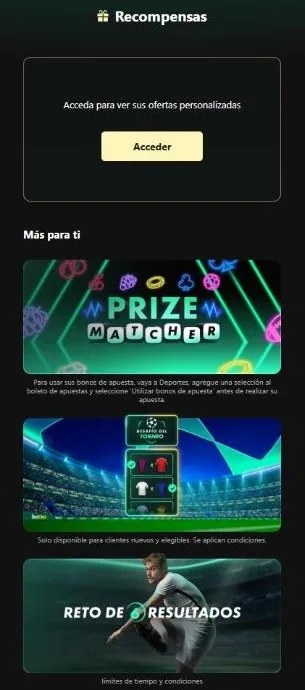 Página Recompensas de bet365