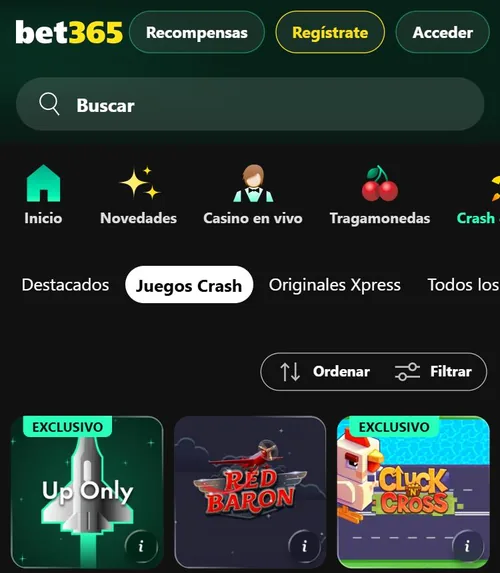 Juegos crash de bet365 en el celular