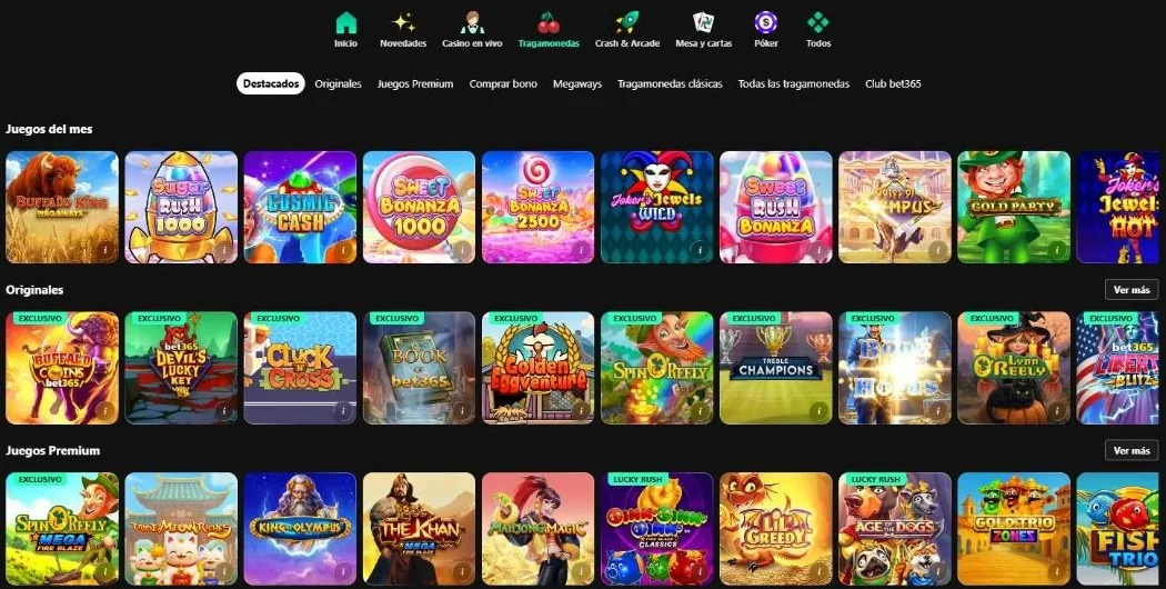 Sección Tragamonedas de bet365 Casino