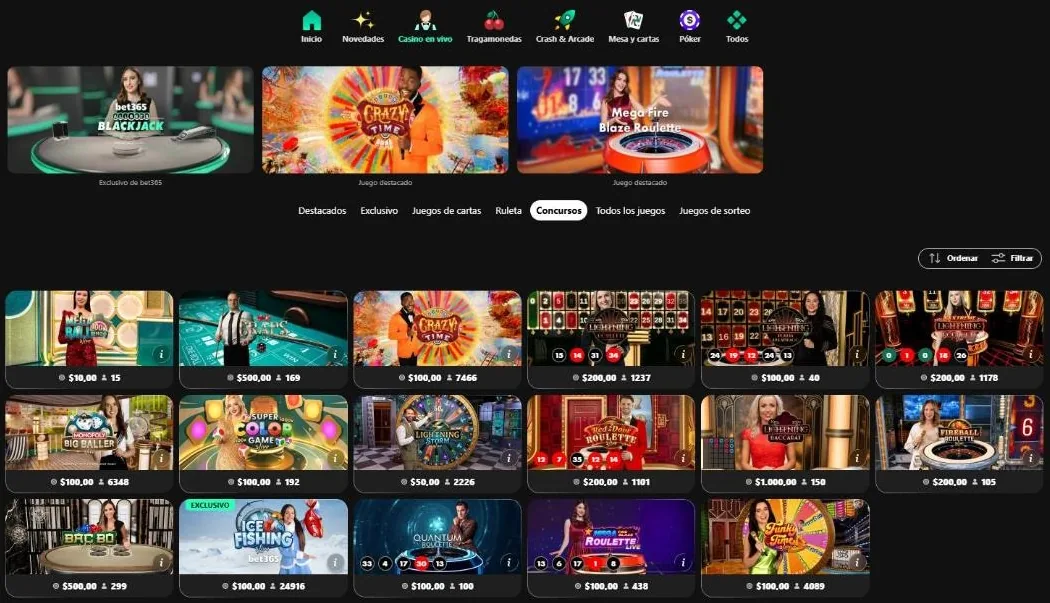 Concursos en vivo de bet365